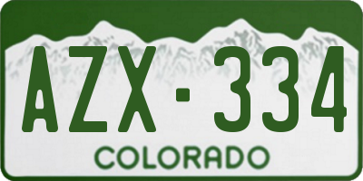 CO license plate AZX334