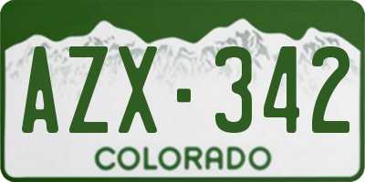 CO license plate AZX342