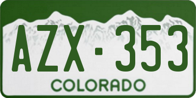 CO license plate AZX353