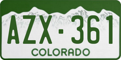 CO license plate AZX361