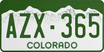 CO license plate AZX365