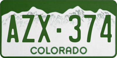 CO license plate AZX374