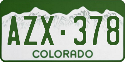 CO license plate AZX378