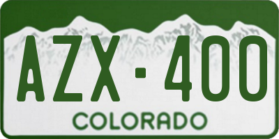 CO license plate AZX400