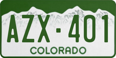 CO license plate AZX401