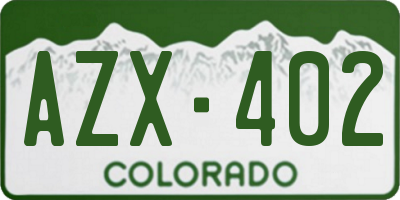 CO license plate AZX402