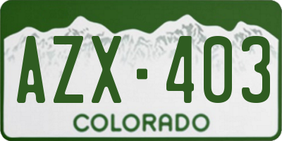 CO license plate AZX403