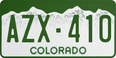 CO license plate AZX410