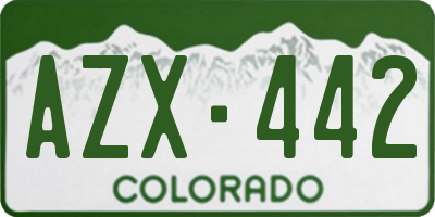 CO license plate AZX442