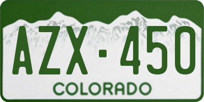 CO license plate AZX450