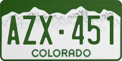 CO license plate AZX451