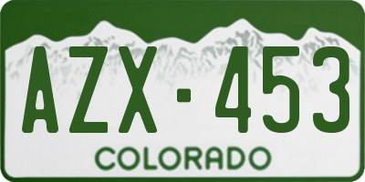 CO license plate AZX453