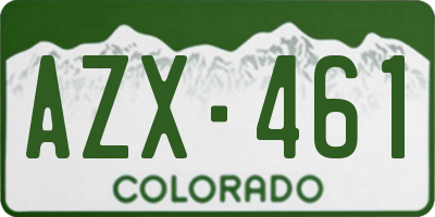 CO license plate AZX461