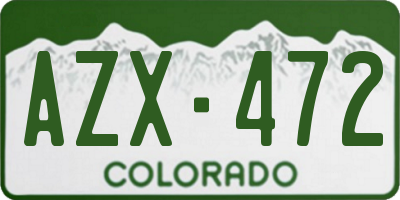 CO license plate AZX472