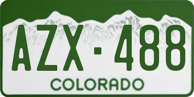 CO license plate AZX488