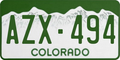 CO license plate AZX494