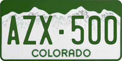 CO license plate AZX500