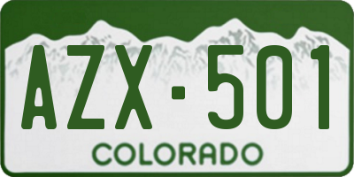 CO license plate AZX501