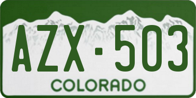 CO license plate AZX503