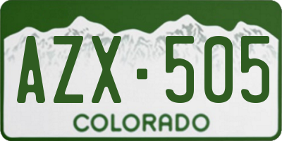 CO license plate AZX505