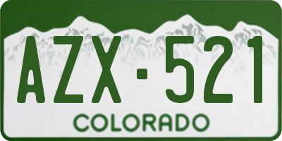 CO license plate AZX521