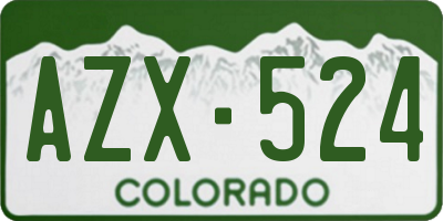 CO license plate AZX524