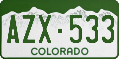 CO license plate AZX533