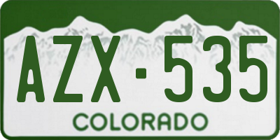 CO license plate AZX535