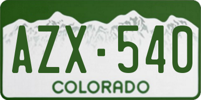 CO license plate AZX540