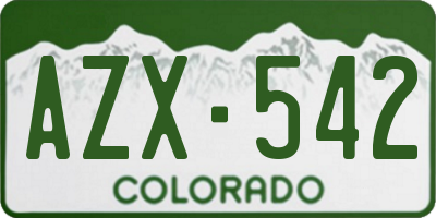 CO license plate AZX542