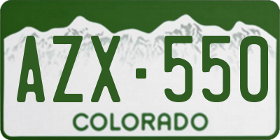 CO license plate AZX550