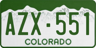 CO license plate AZX551