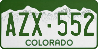 CO license plate AZX552