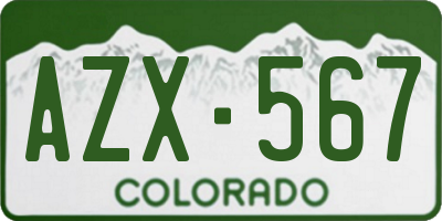 CO license plate AZX567