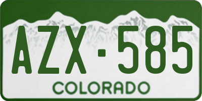 CO license plate AZX585