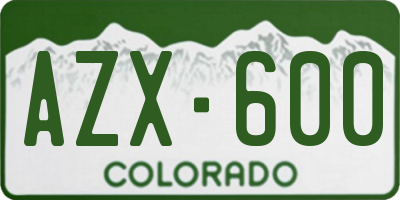 CO license plate AZX600