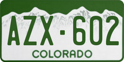 CO license plate AZX602