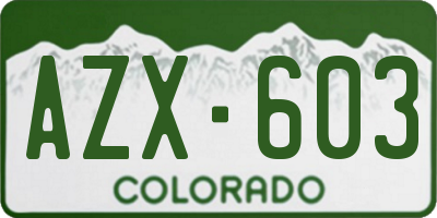 CO license plate AZX603