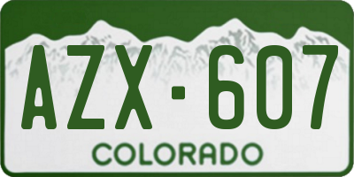 CO license plate AZX607