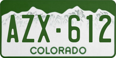 CO license plate AZX612