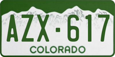 CO license plate AZX617