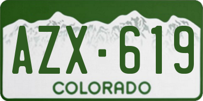 CO license plate AZX619