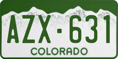 CO license plate AZX631