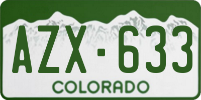 CO license plate AZX633