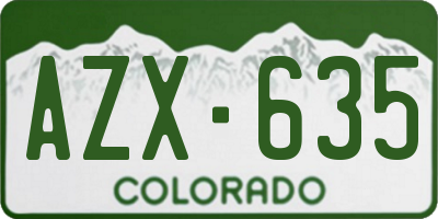 CO license plate AZX635