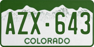 CO license plate AZX643