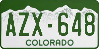 CO license plate AZX648