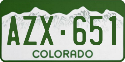 CO license plate AZX651