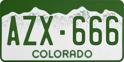 CO license plate AZX666