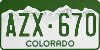 CO license plate AZX670